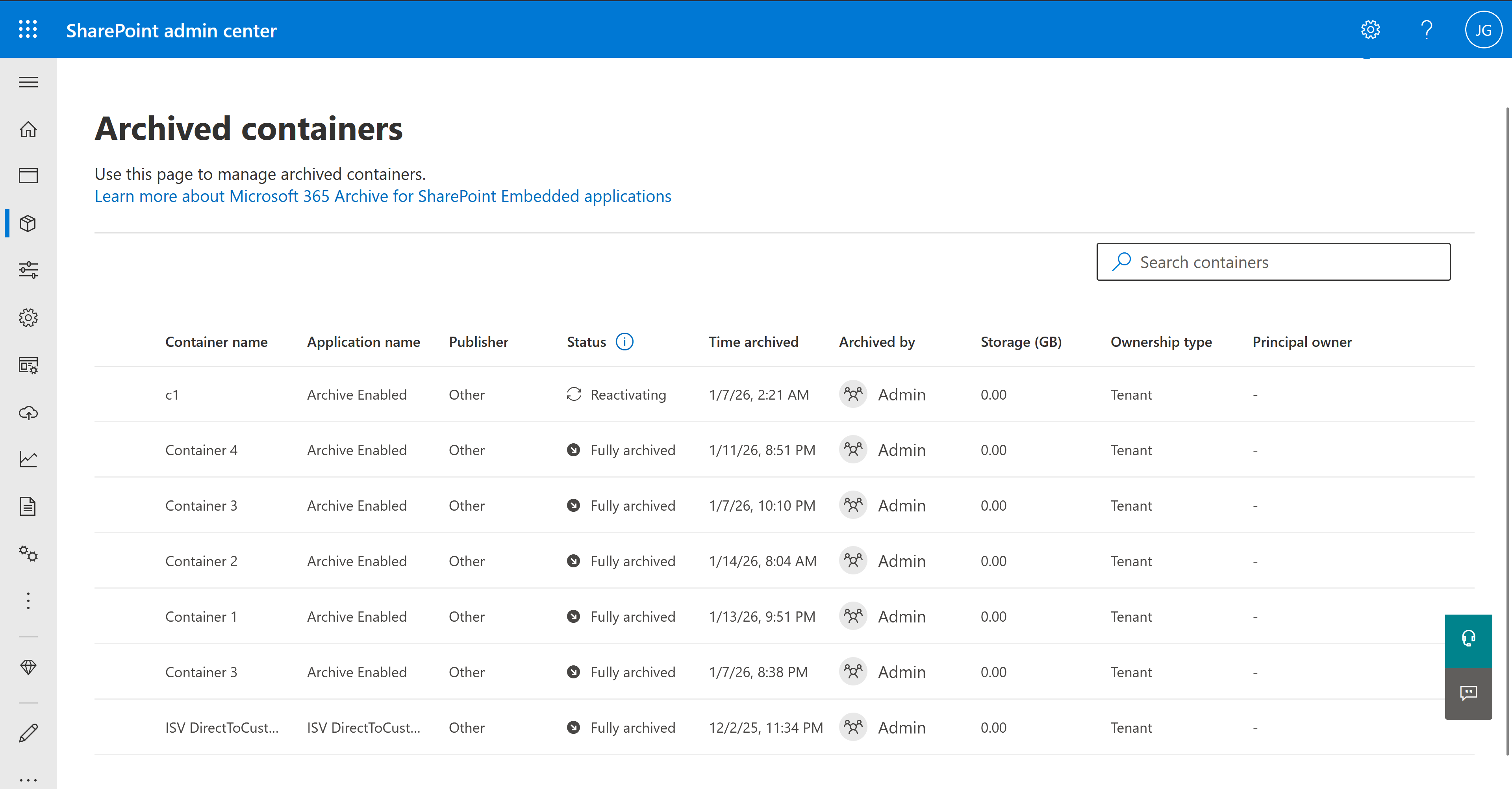 Archived Containers
