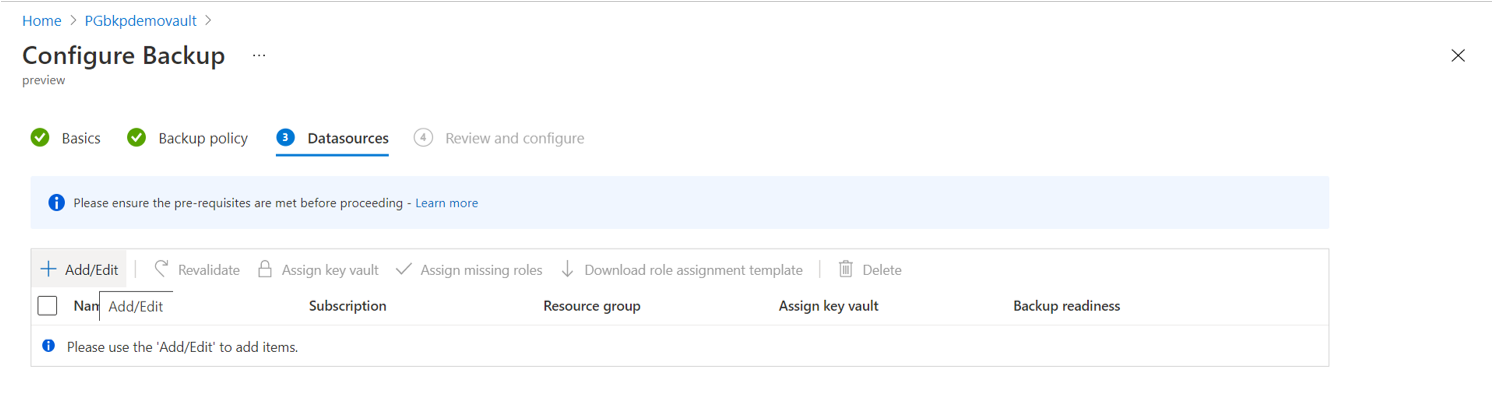 Captura de pantalla que muestra el botón para agregar o editar una base de datos postgreSQL.