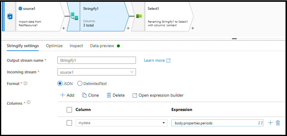 Configuración de stringify