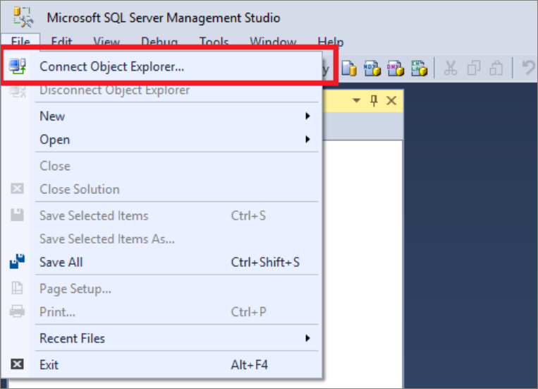 Explorador de objetos de SQL Server