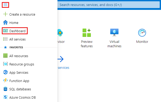 Captura de pantalla de Azure Portal con el panel seleccionado.