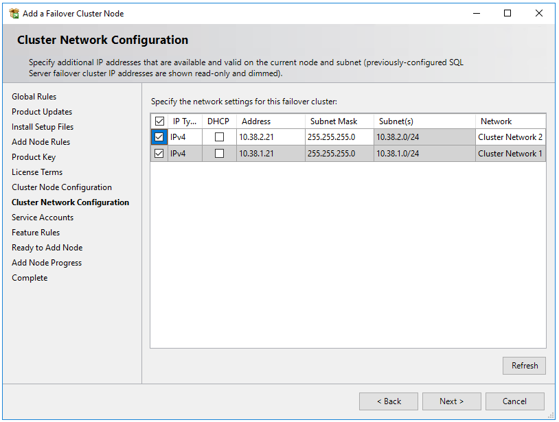 Captura de pantalla para ingresar la dirección IP secundaria en la subred de la segunda máquina virtual SQL Server. 