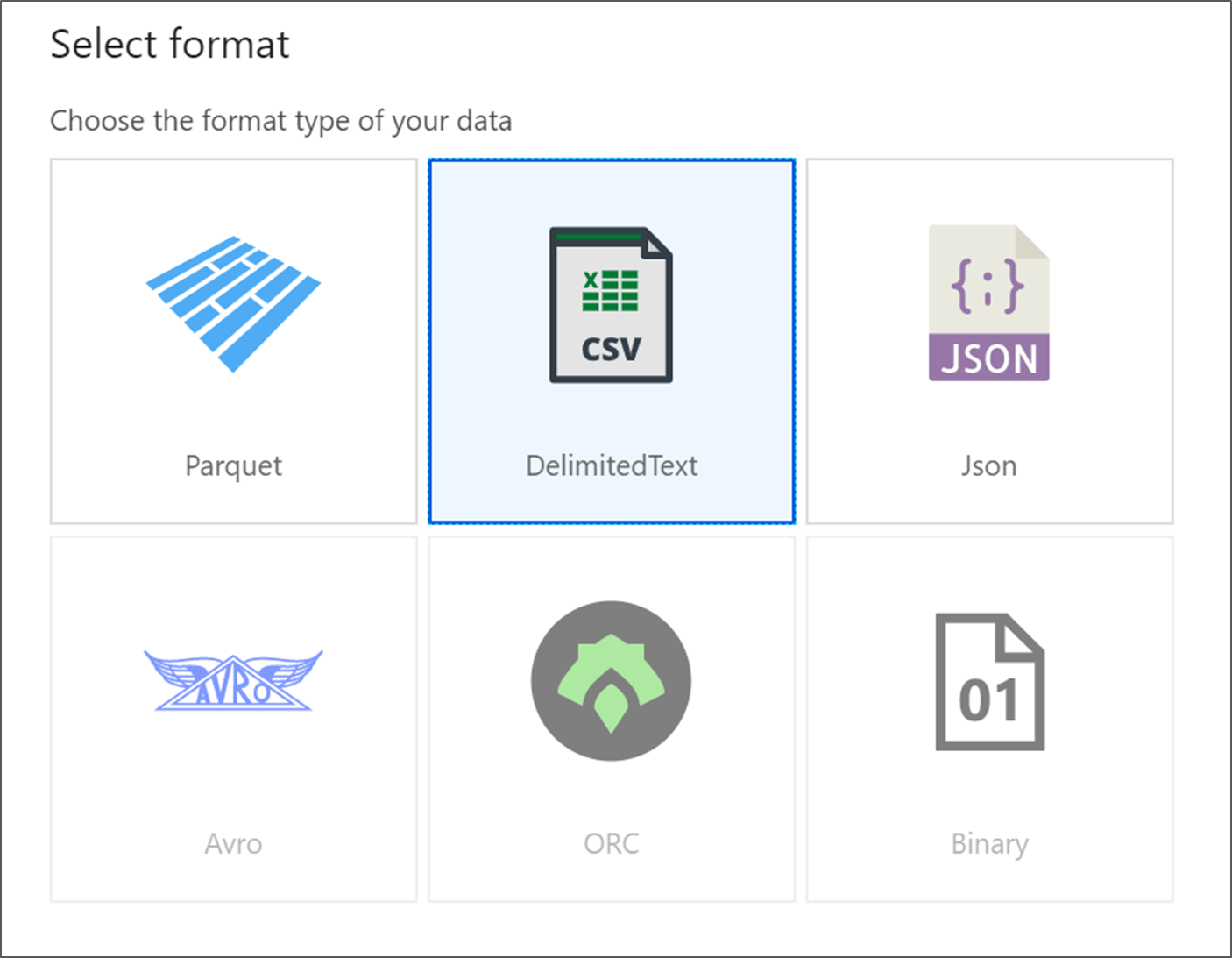 Captura de pantalla que muestra el icono DelimitedText.
