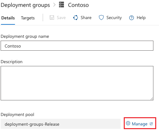Captura de pantalla que muestra los detalles de un grupo de implementación.