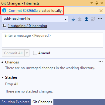 Captura de pantalla del vínculo de información de confirmación en Visual&nbsp;Studio