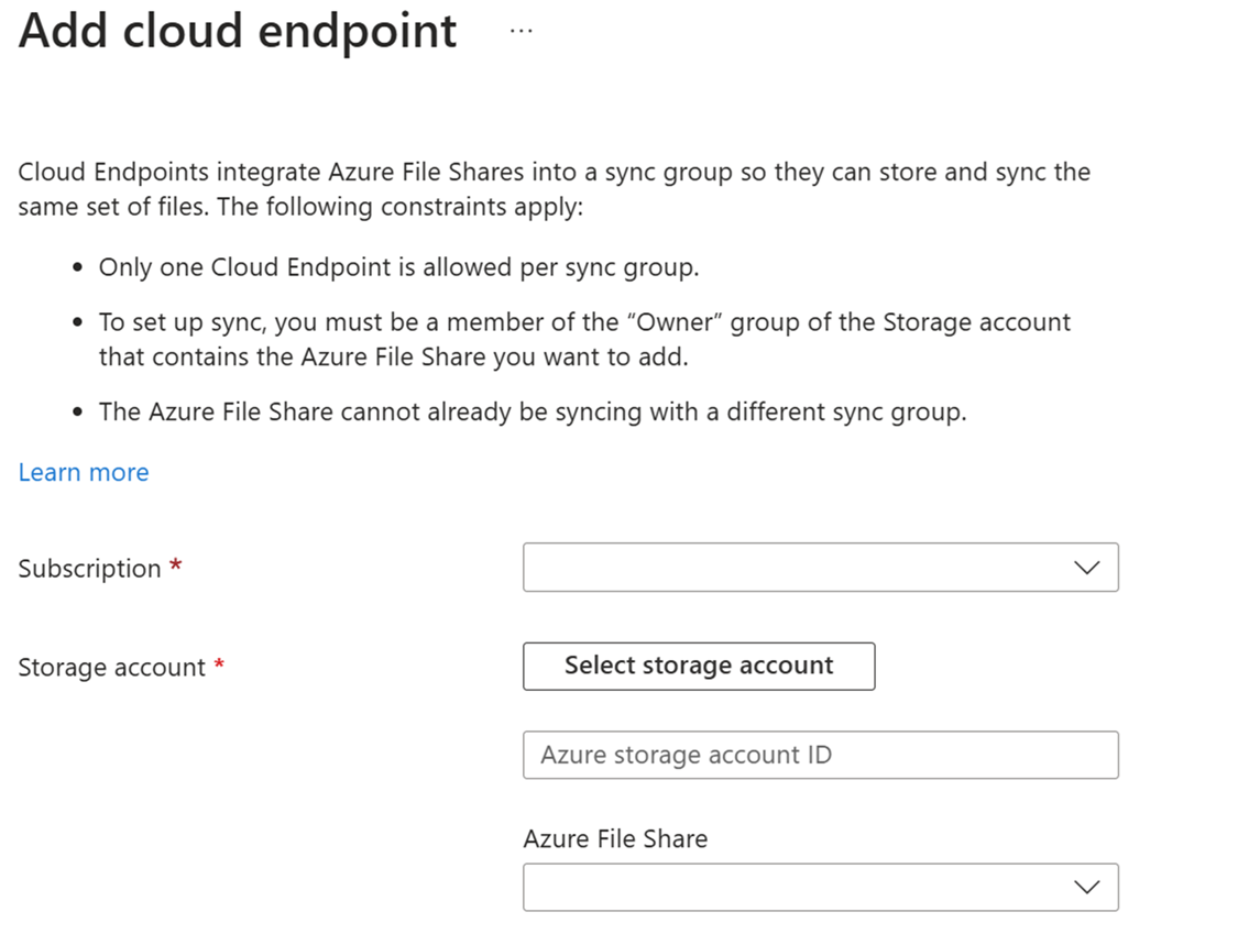 Captura de pantalla del panel para especificar detalles sobre un nuevo punto de conexión en la nube en Azure Portal.