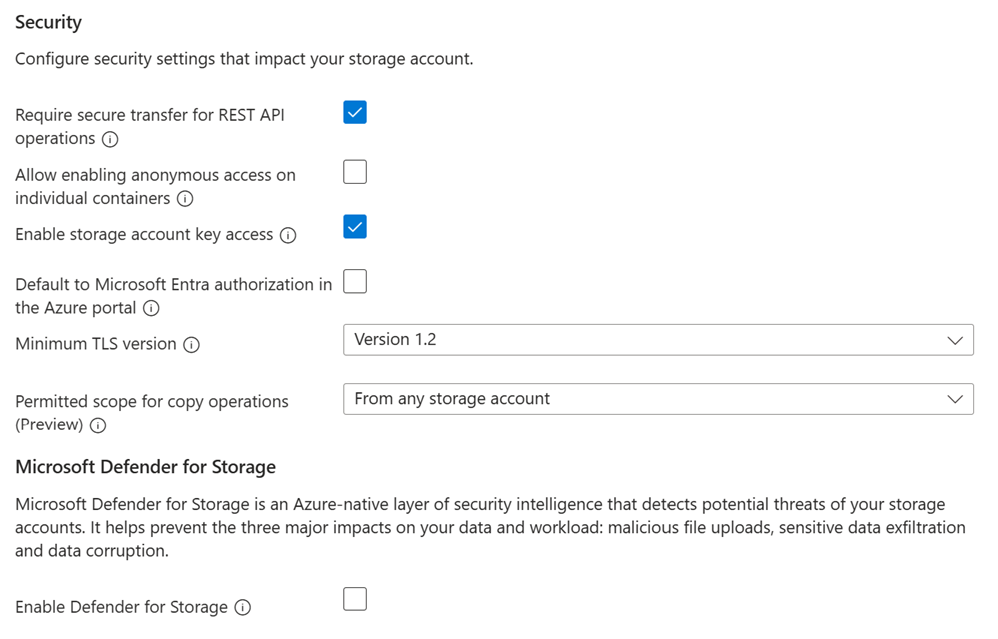 Captura de pantalla de la configuración en la pestaña seguridad.