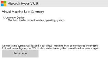 Captura de pantalla que muestra el error de arranque de la máquina virtual Windows de Azure.