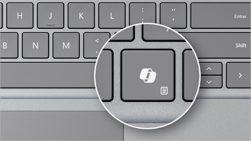 Captura de pantalla que muestra la tecla Microsoft en un teclado.