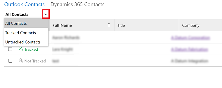 Filtre la vista de contactos.
