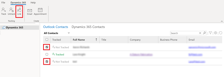 Vincular un contacto de Outlook.