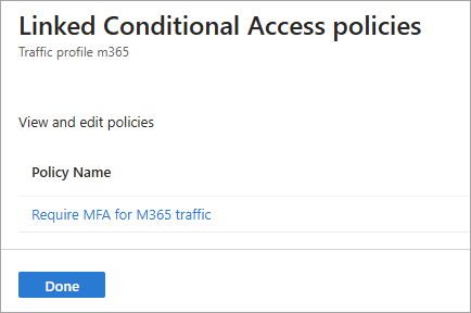 Captura de pantalla que muestra las directivas de acceso condicional aplicadas.