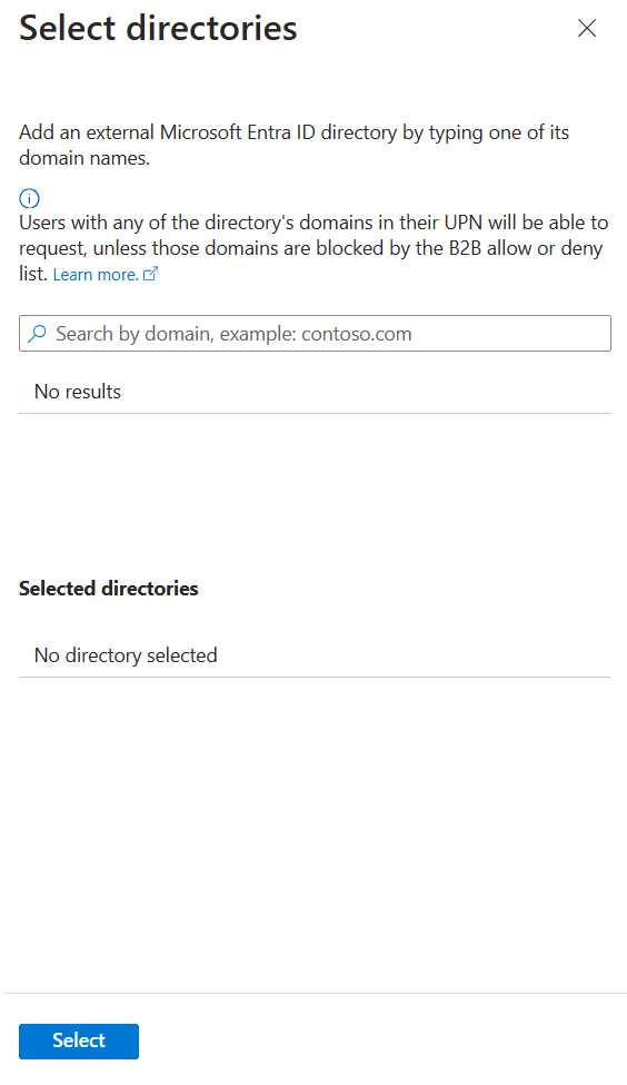 Paquete de acceso: solicitudes- Seleccionar directorios