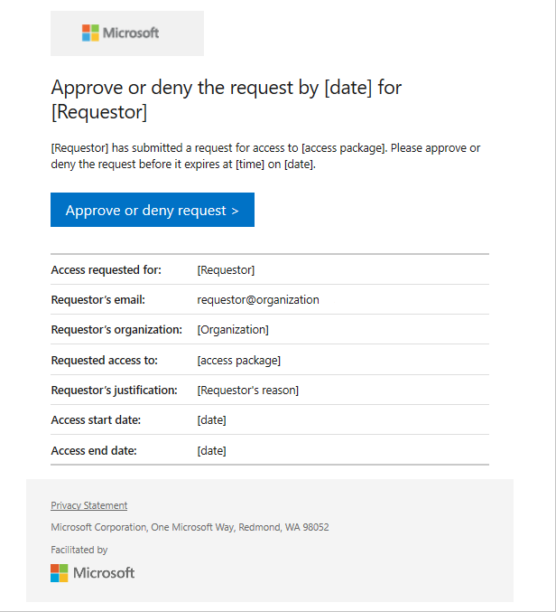 Aprobar solicitud para acceder al correo electrónico del paquete
