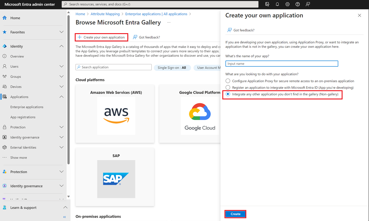 Screenshot muestra la galería de aplicaciones de Microsoft Entra.