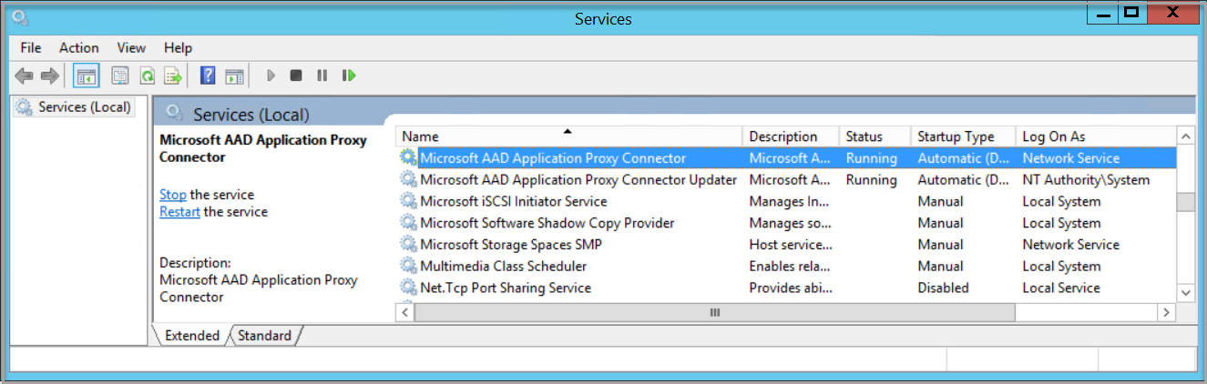 Servicio de conector de red privada de Microsoft Entra en services.msc.