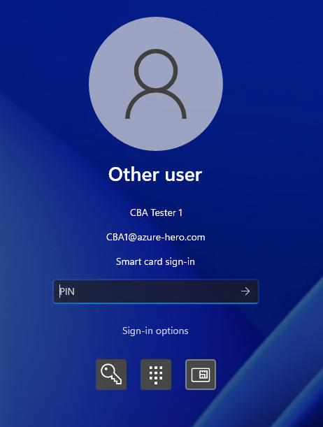 Captura de pantalla del inicio de sesión de tarjeta inteligente.