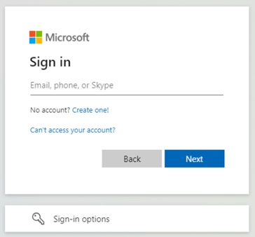 Captura de pantalla del mensaje de inicio de sesión en Microsoft.