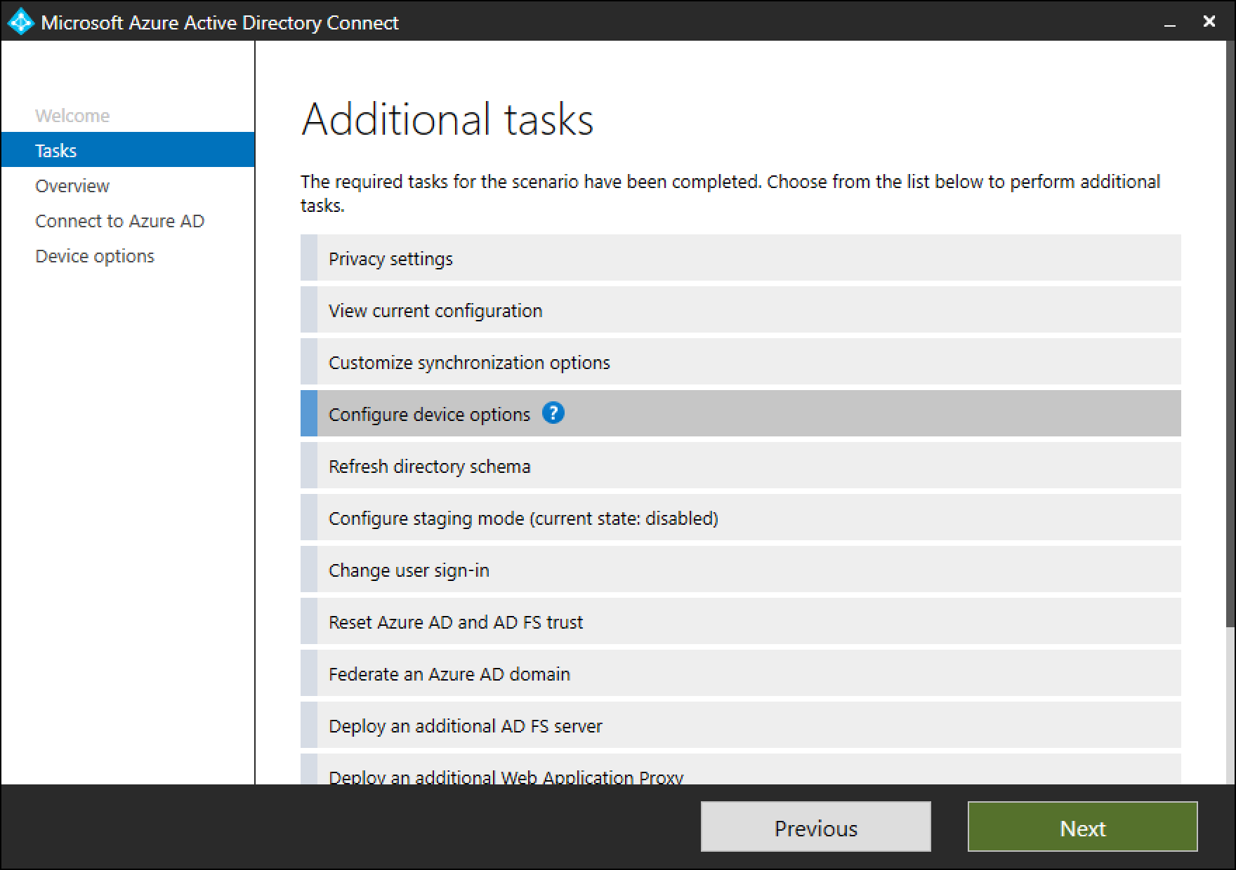 Configurar opciones de dispositivo