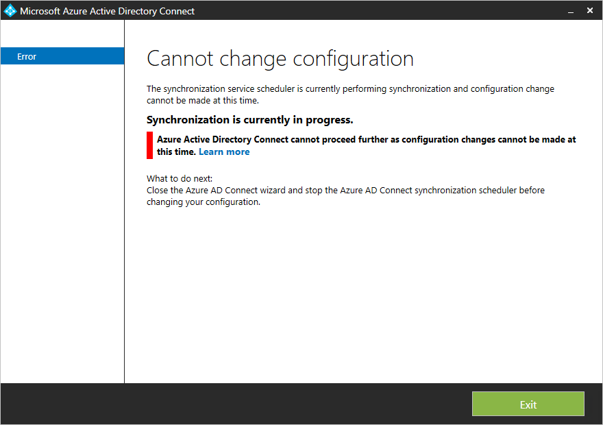 Captura de pantalla que muestra no se puede cambiar el mensaje de error de configuración.