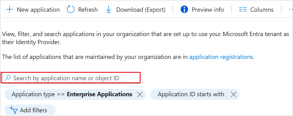 Captura de pantalla que muestra el vínculo de Adobe Identity Management (SAML) en la lista de aplicaciones.