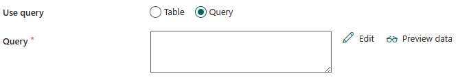 Captura de pantalla que muestra Usar consulta: Consulta.