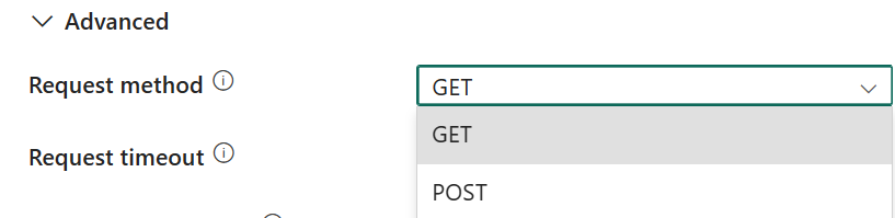 Captura de pantalla que muestra el método de solicitud.