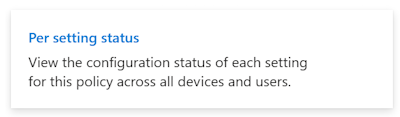 Recorte de pantalla que muestra el informe de estado por configuración en Microsoft&nbsp;Intune y el Centro de administración de Intune.