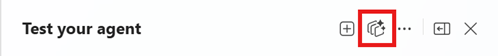 Captura de pantalla que muestra el botón Crear nueva prueba en el chat de prueba.