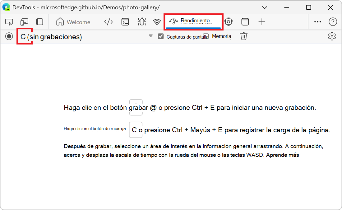 Página Actualizar