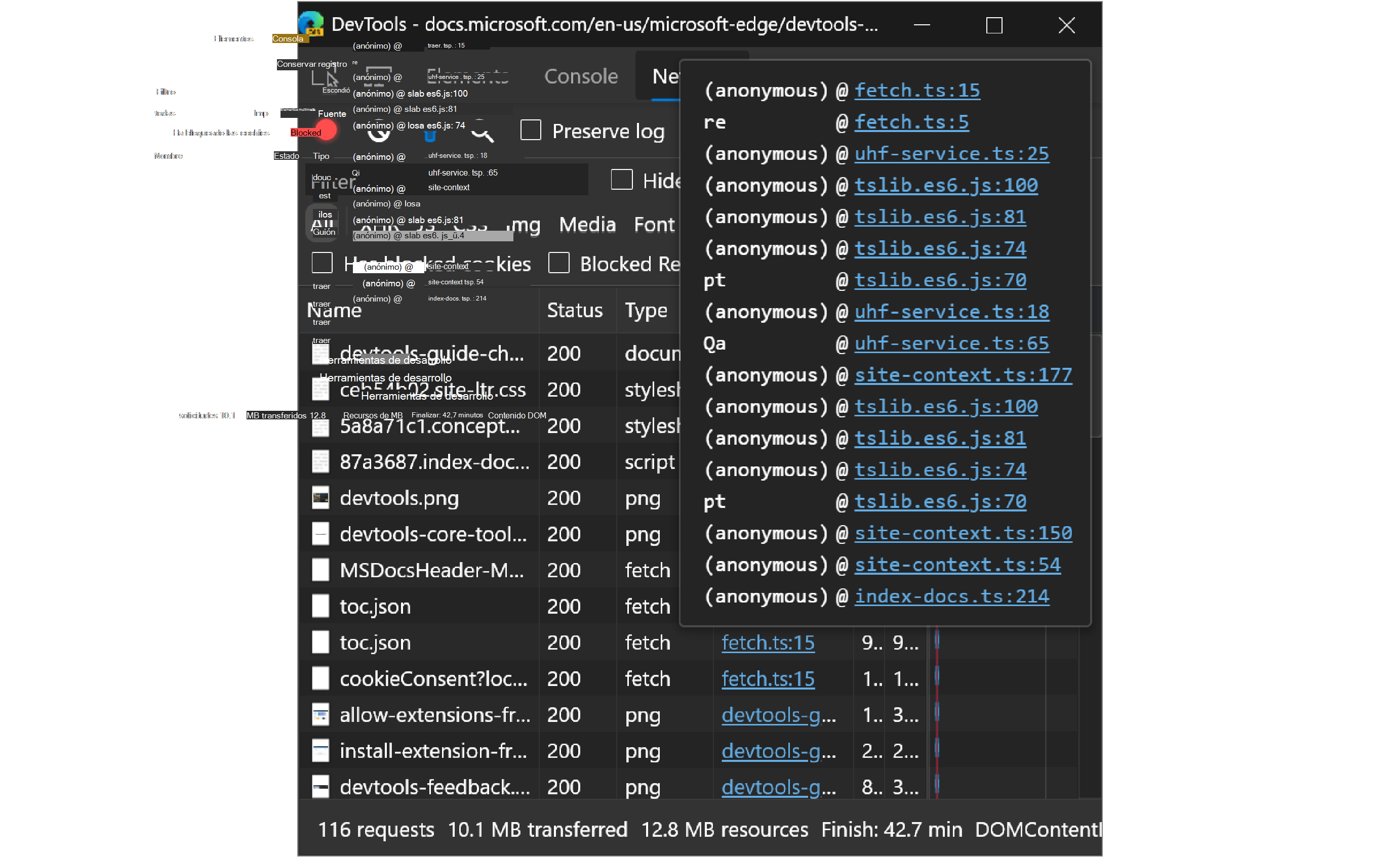 Información sobre herramientas del iniciador en Microsoft Edge 85