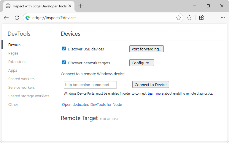Inspección con las herramientas de desarrollo de Edge