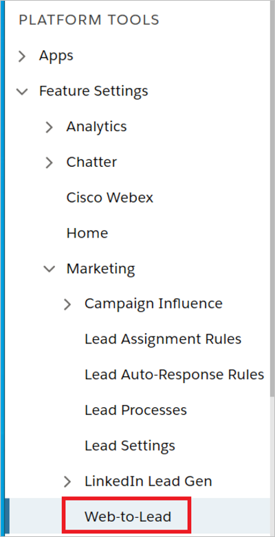 Web a clientes potenciales de Salesforce