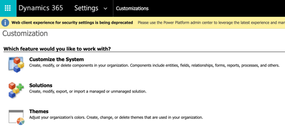 Abra el panel Personalizar el sistema desde Configuración > Menú Personalizaciones