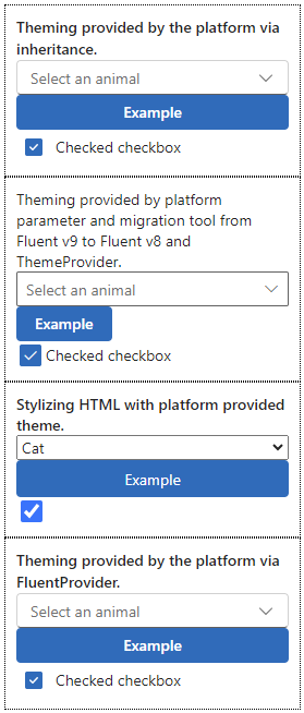 Componente de tema azul de la API de temas modernos