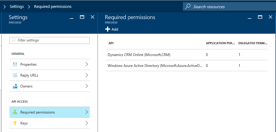 Conceder permisos de Dynamics 365 a la aplicación.