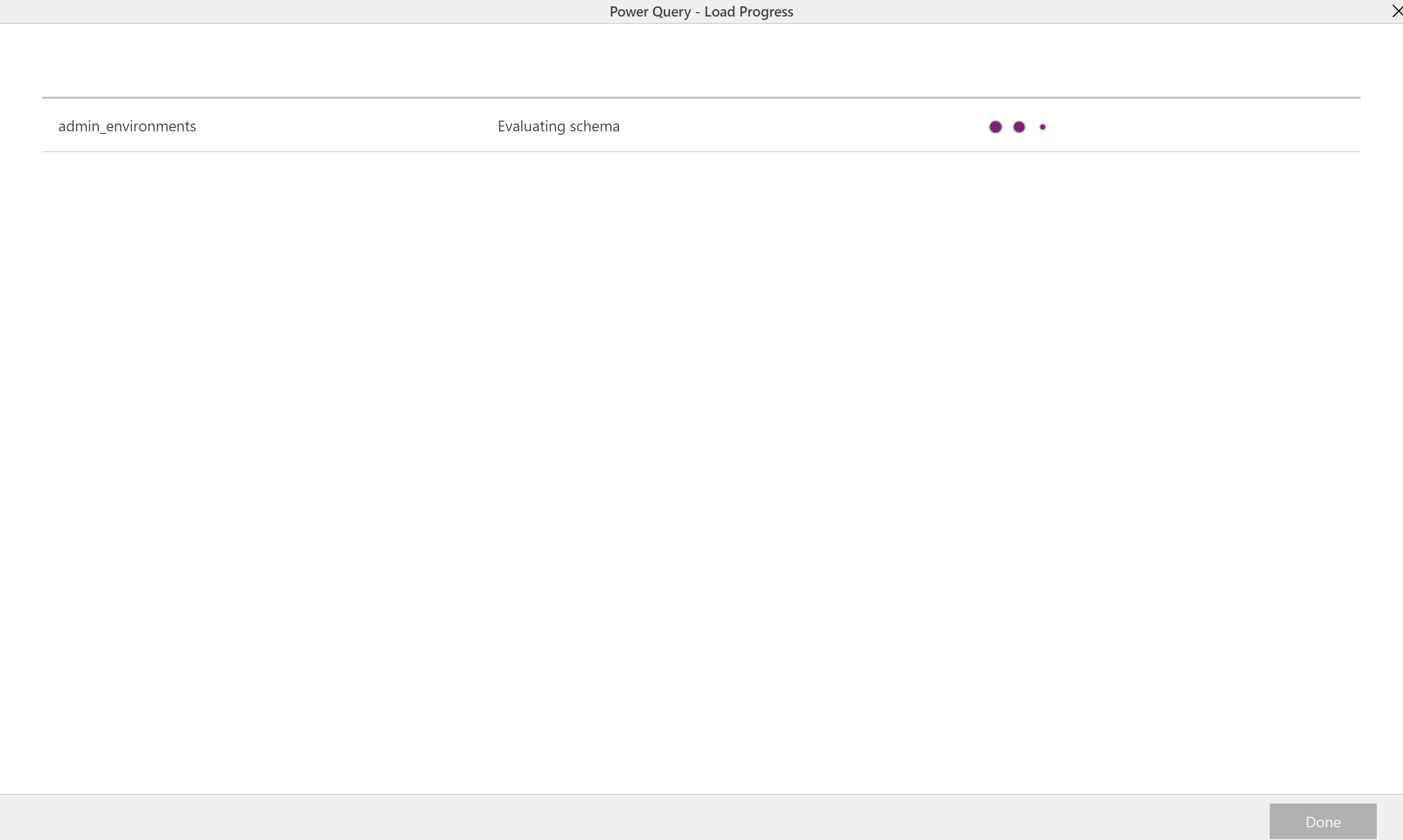 Captura de pantalla de la lista de flujos de datos que muestra la carga inicial del flujo de datos en curso.