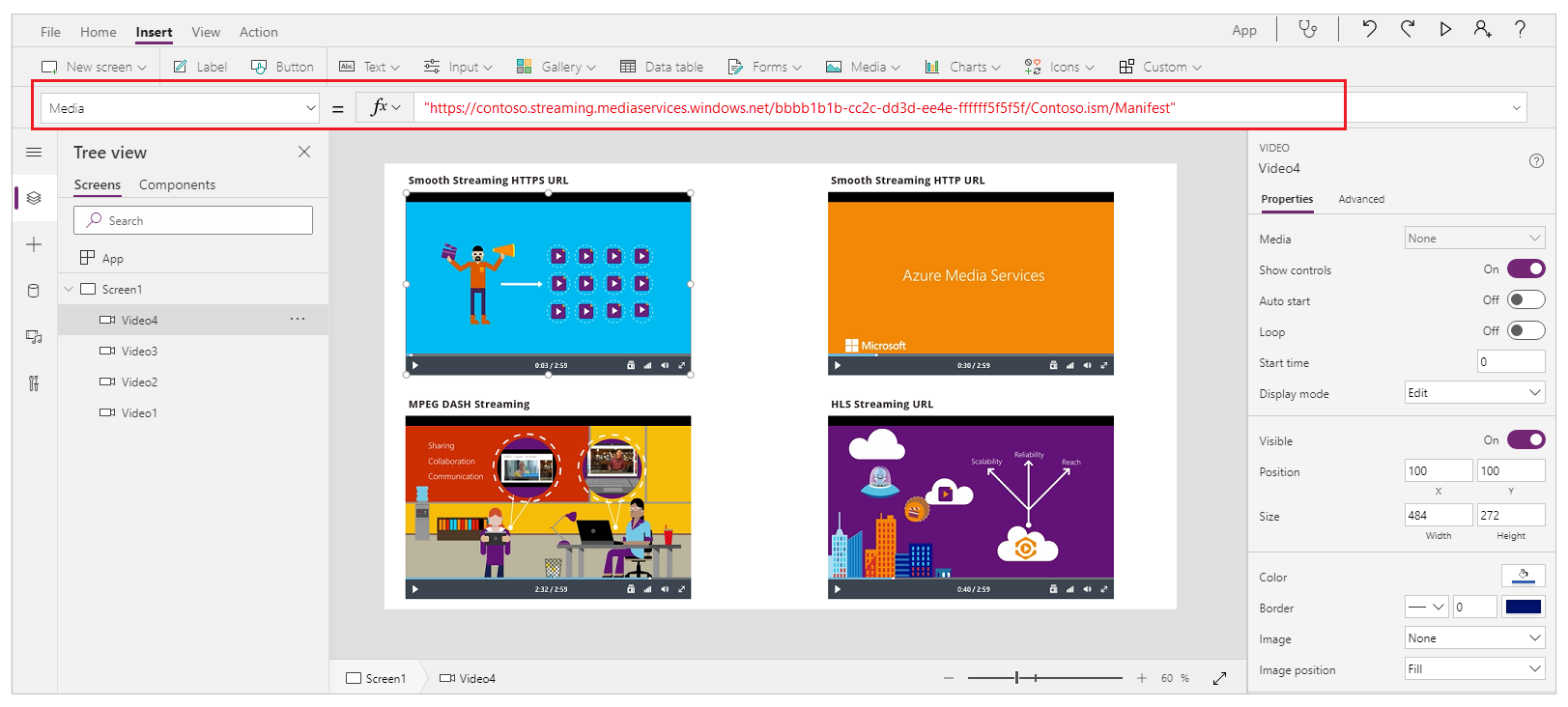 Configurar la propiedad Elementos multimedia.