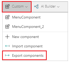 Menú de inserción para exportar componentes.