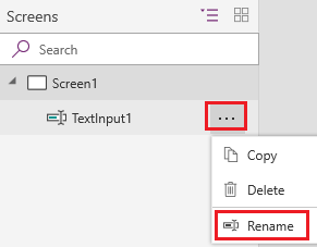 Captura de pantalla que muestra cómo renombrar un control.