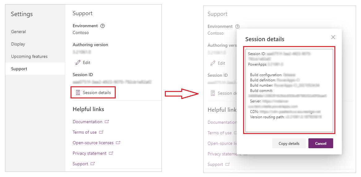 Obtener un identificador de sesión en Power Apps Studio.