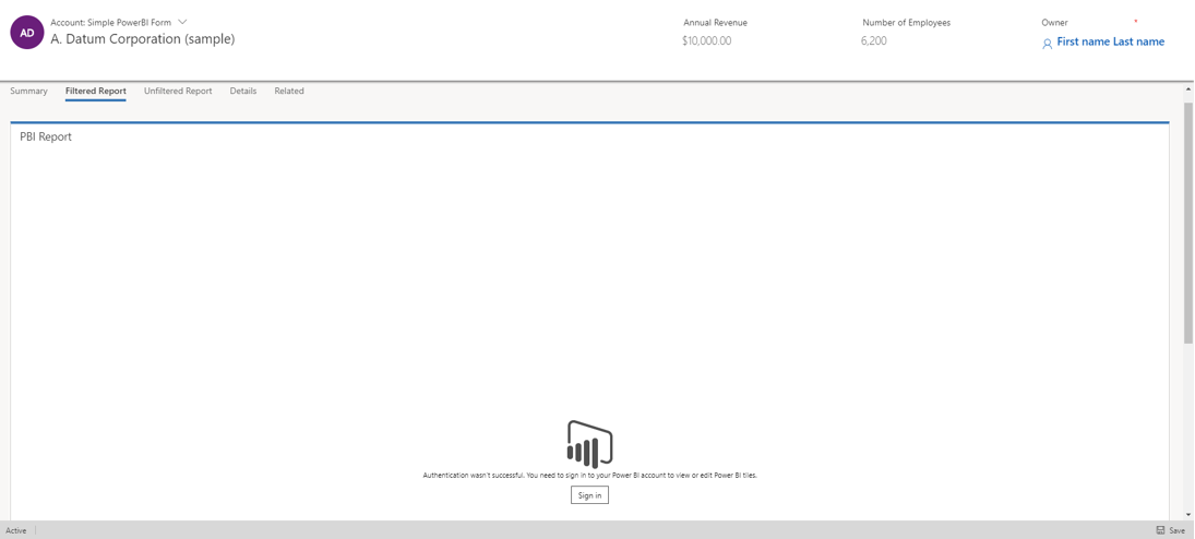 Indicación de inicio de sesión de Power BI.