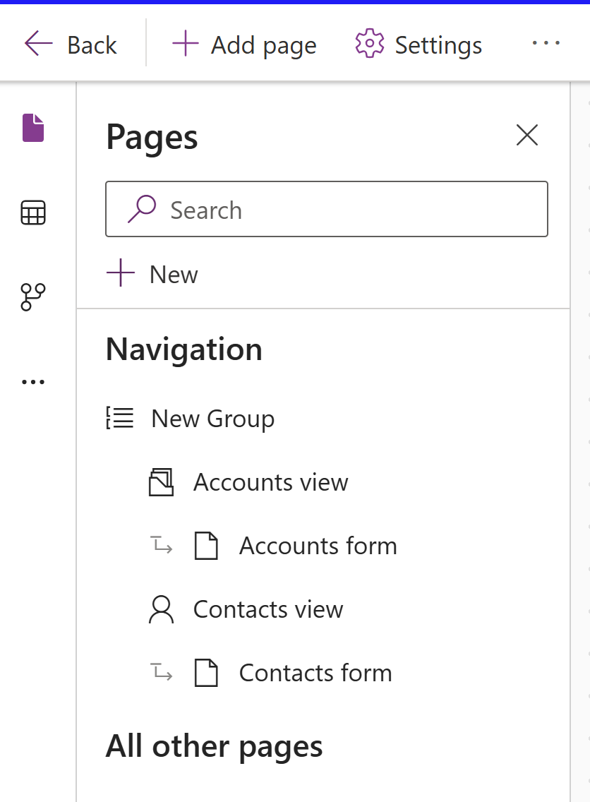 Seleccione la zona de navegación desde el panel de navegación