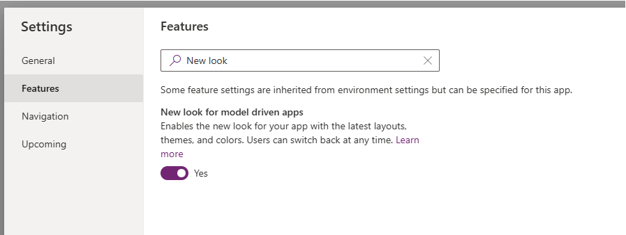 Nuevo aspecto para la configuración de aplicación de aplicaciones basadas en modelo