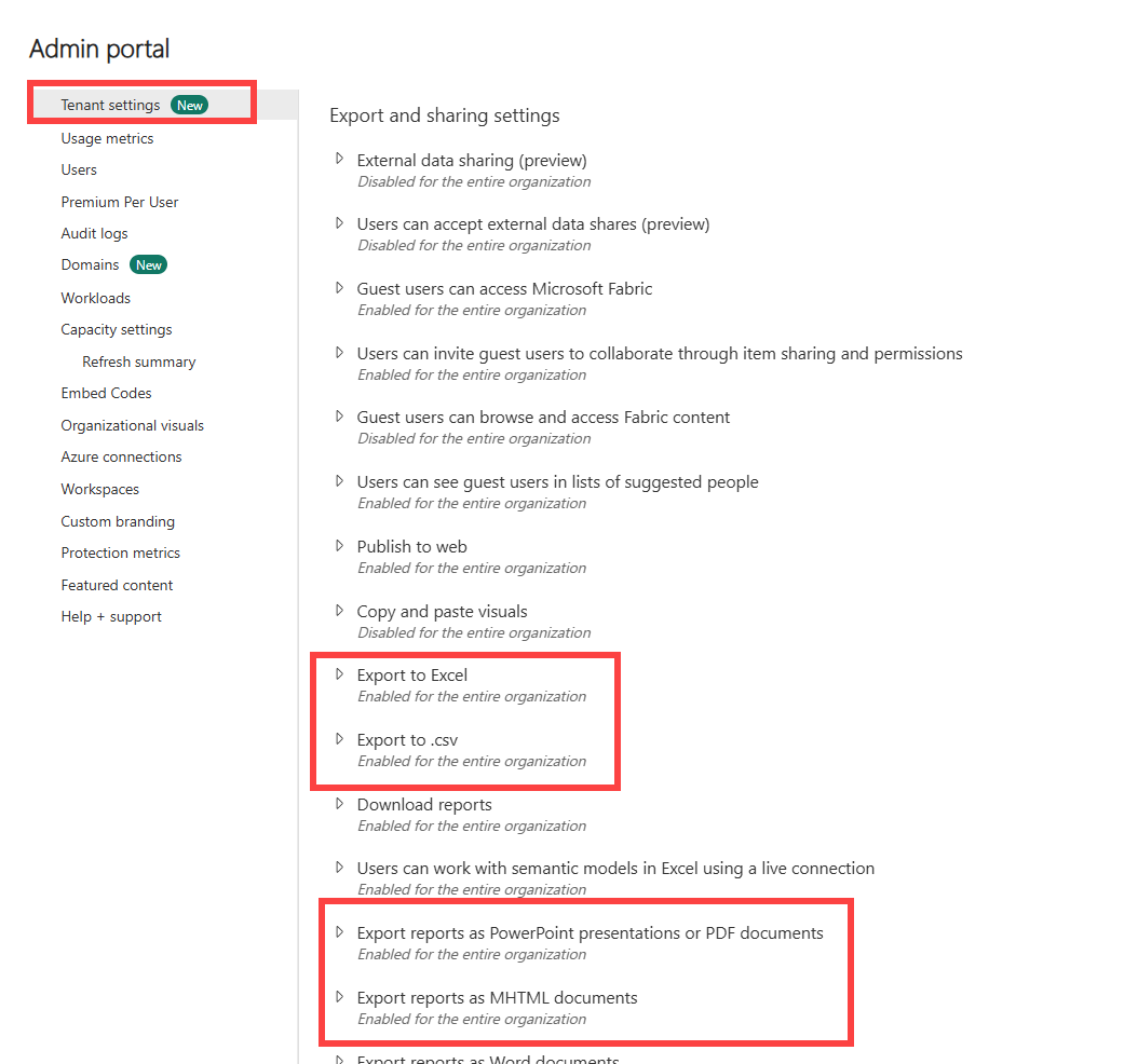 Captura de pantalla de la configuración del cliente con la configuración de exportación pertinente resaltada.