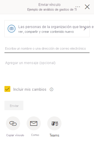 Captura de pantalla de compartir por enlace.
