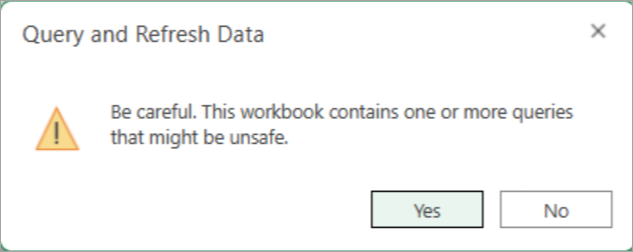 Captura de pantalla que muestra el cuadro de diálogo Consultar y actualizar datos.