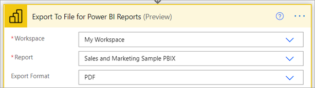 Captura de pantalla de la exportación al archivo para informes de Power&nbsp;BI