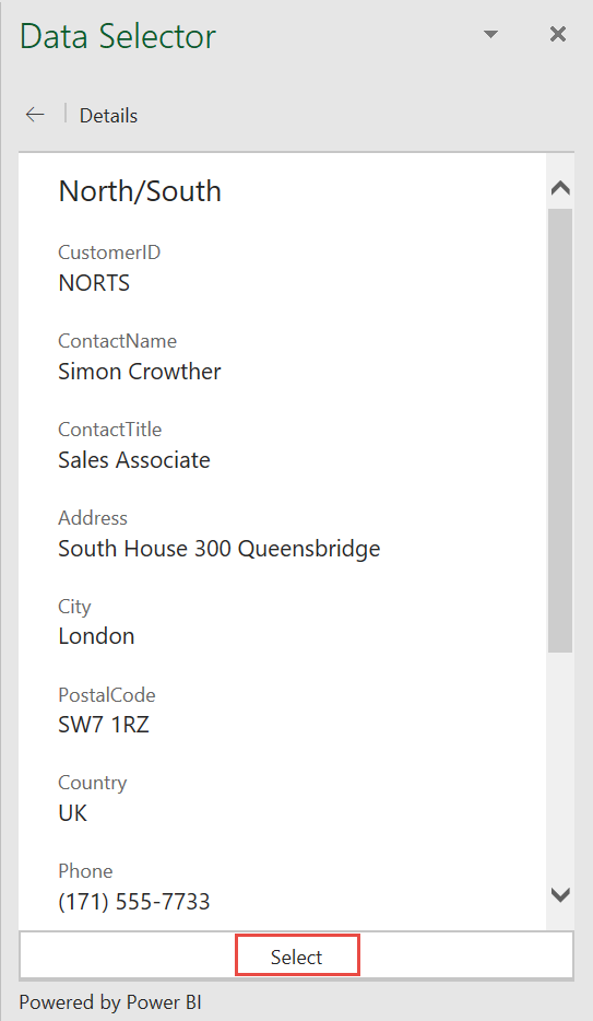 Captura de pantalla que muestra los detalles del selector de datos.