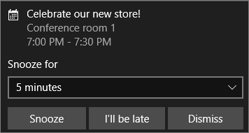 Captura de pantalla de la notificación de eventos de Outlook desencadenada por Power Automate.